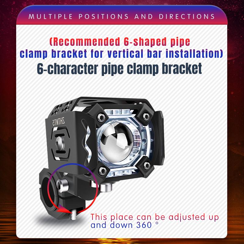 60W Motorcycle LED Spotlight With Red DRL Yellow White High and Low Beam Fog Lights For Car Motorbike Truck Trailer Off-road 12V 24V