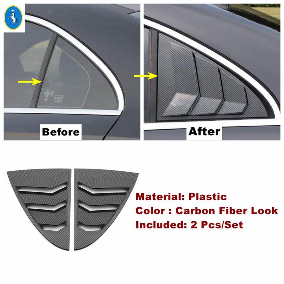 Black / Carbon Fiber Rear Window Louvers Spoiler Panel Cover Trim Accessories For Benz A Class W177 A200 A220 Sedan - 2024