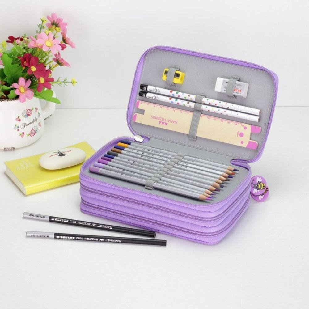 52-Hole Pen Bag Color Art Drawing Pen Organizer Large Capacity Stationery Storage Bag  Students