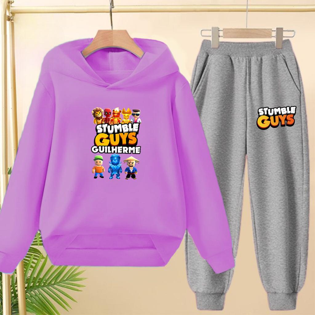 Children's Hoodie Pullover 3-12Yrs Anime GUYS Print Charming Coat Sweatshirt+Pants Boys Girls Toddler Trendy Clothes Leisure Set