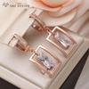 Fashion Rectangle Cubic Zirconia Drop Earrings For Women Simple Trendy Jewelry Rose Gold Color Eardrop