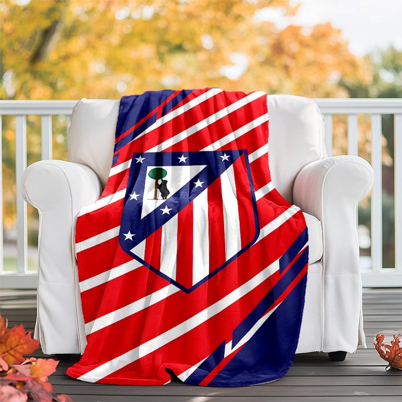 1pc Atletico Madrid Theme Blanket - Digital Print, Polyester, Cozy for All Seasons, Perfect for Outdoor, and Travel