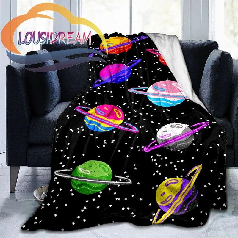 Space Universe Vector and Many Planets In Galaxy Series Wool Blanket Cashmere Fashion Flannel Blanke