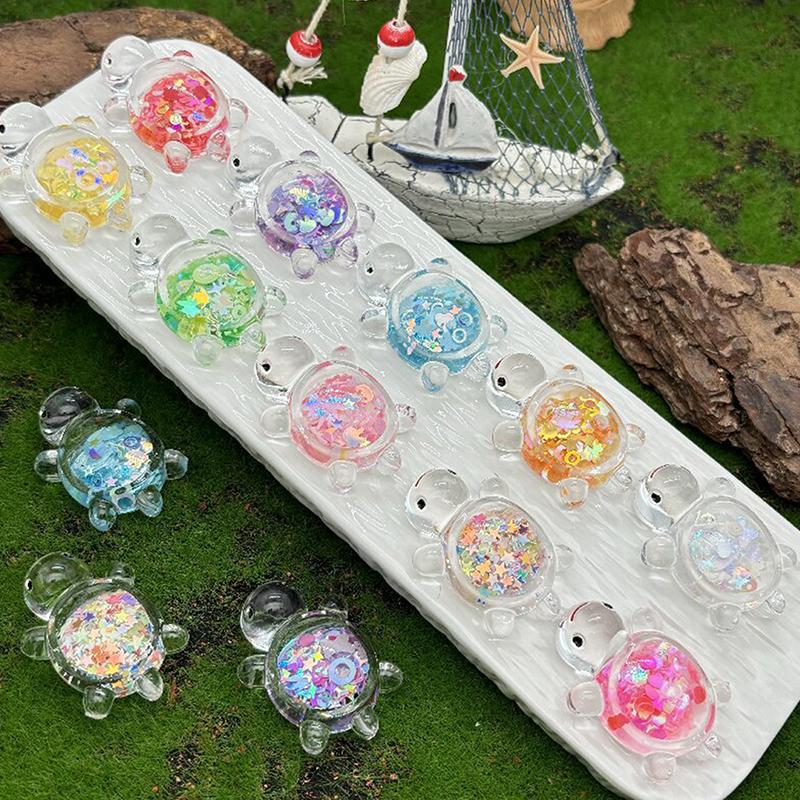 1 шт. Милая прозрачная светящаяся блестящая большая черепаха Diy Trendy Play Accessories Cream Gel Keychain Bag Подвеска