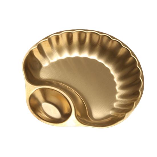 Поднос для закусок из нержавеющей стали с миской для макания, полированный дизайн, поднос для сэндвичей, суши, чипсов, пельменей, салатов