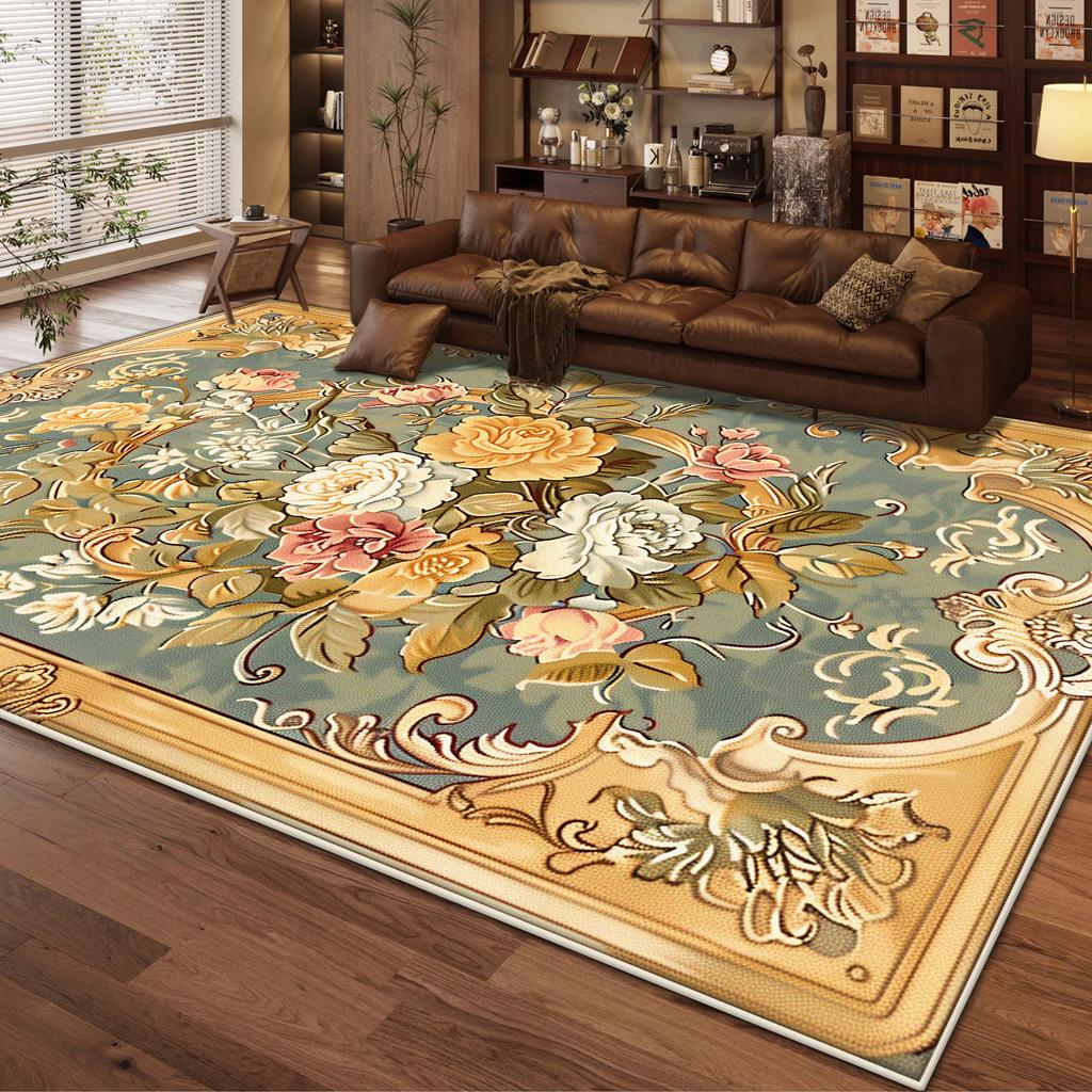 European Style Home Decoration Living Room Rug Non-slip Cute Girl Room Decor Carpet Floral Design Dressing Table Mat Washable