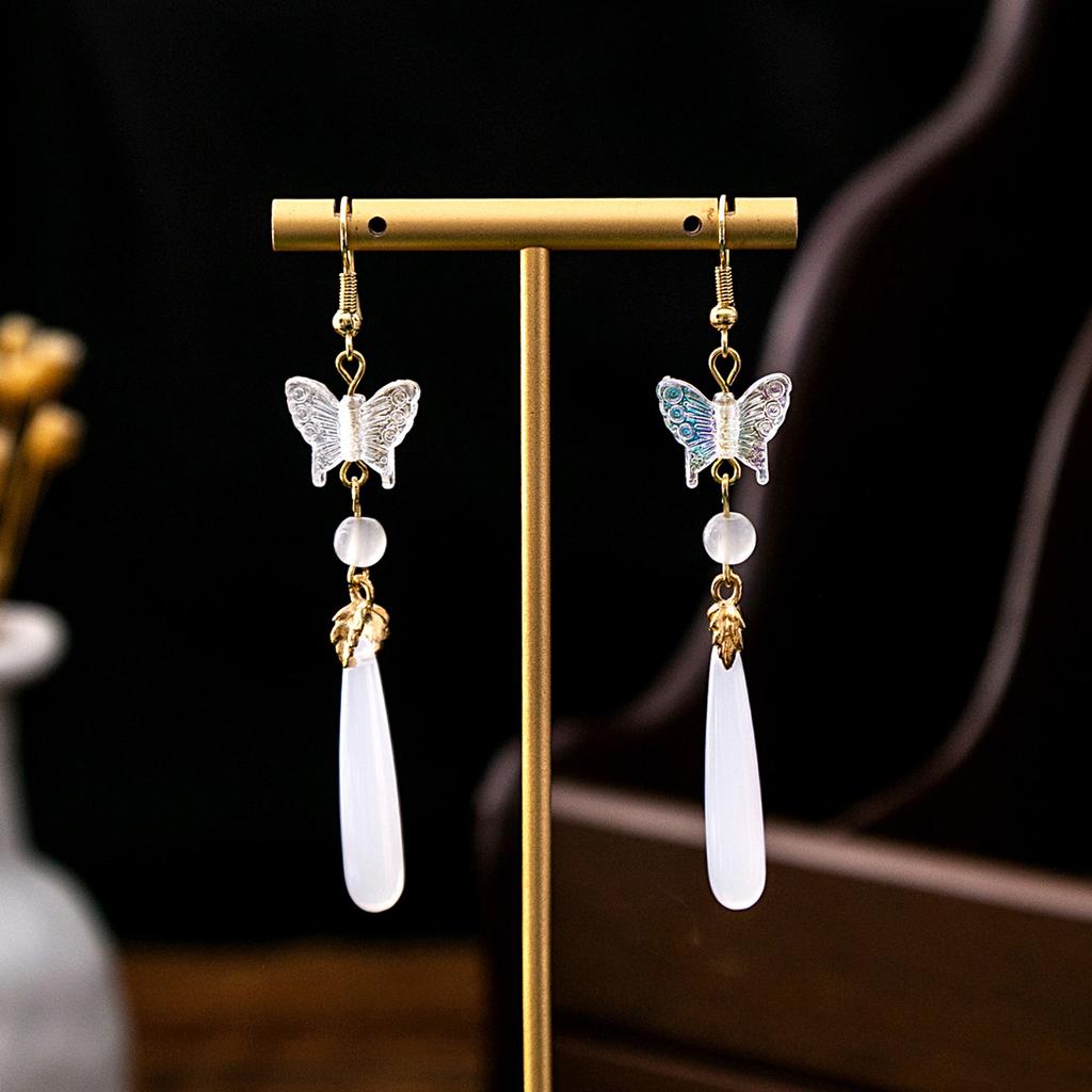 BLINGBAY женские новые серьги с искусственным жемчугом в китайском стиле, серьги с кисточками в форме бабочки в китайском стиле, простые аксессуары Hanfu, ретро-ювелирные изделия