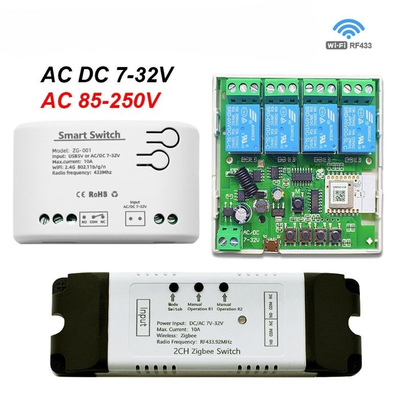 С Shell Zigbee 1 2 4-канальный 12В 24В 220В Умный переключатель Tuya Модуль реле Сухой контакт 4-канальный Din-рейка Требуется шлюз/хаб