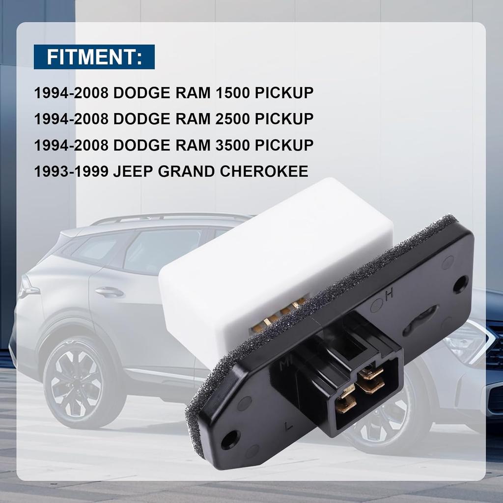 Резистор двигателя вентилятора отопителя LCWRGS Для Dodge Ram 1500 2500 3500 Пикап 1994-2008, Jeep Grand Cherokee 1993-1999, Заменяет 4720278, 973-020,