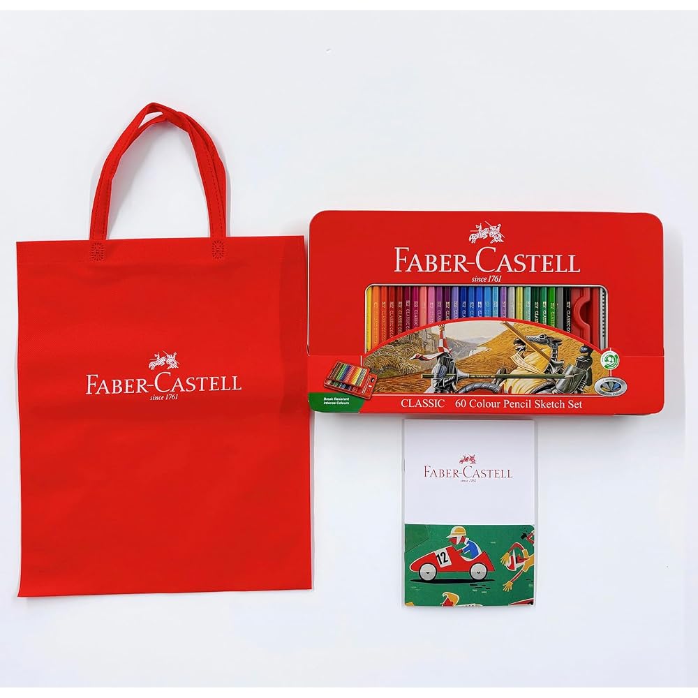 Faber-Castell Colored Pencils 60-Color Set with Tote Bag and Notebook (Item No. 27131008)