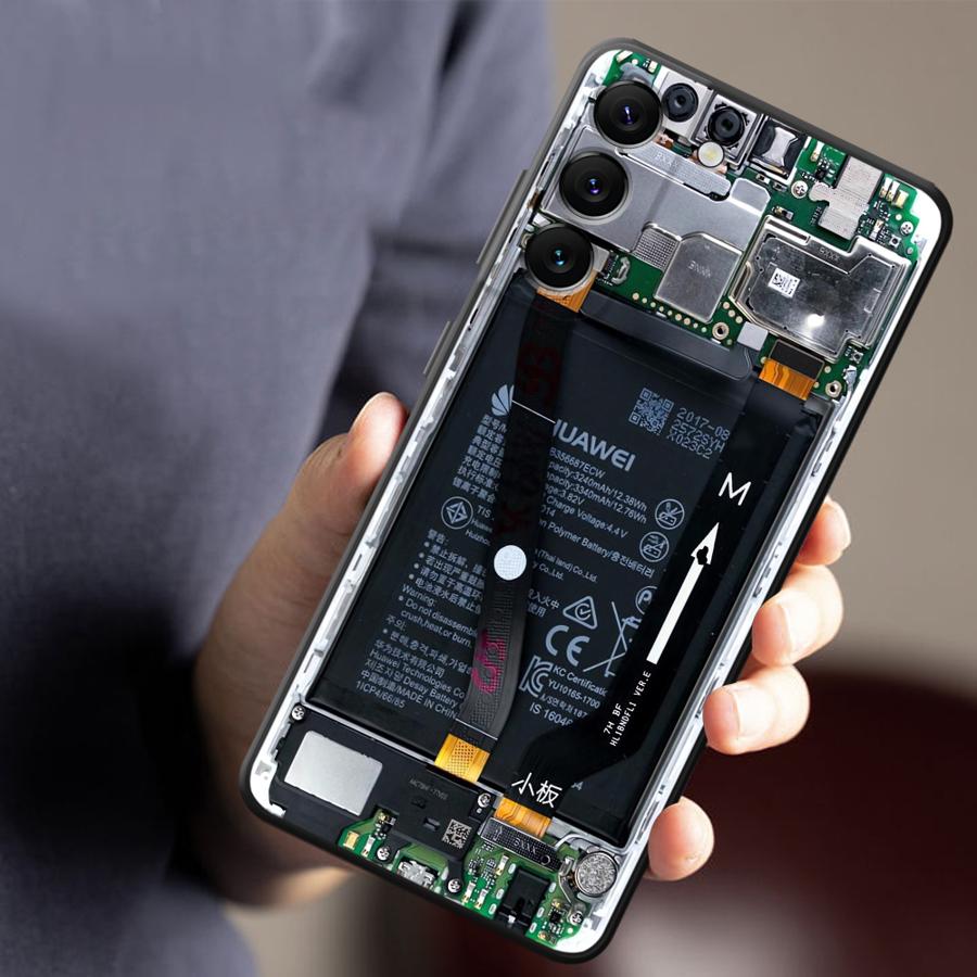 Чехол для Samsung Galaxy A25 A71 A26 A72 A23 A53 A24 A55 A32 A35 A51 A73 A36 A22 A52 Черный Мягкий Чехол для Телефона Материнская Плата Схема