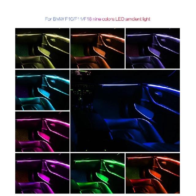 Interior Neon Ambient Light 12V RGB Decorative Led  Stripe 9 Colors Decorative Lighting For BMW 5 Series F10 F11 2010-2018