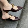 Fashion Fashion Sandals Pointed Toe Women's Slippers Fashion Shallow Mouth Women's Mules Comfortable Wear Outside Ladies One Word Drag