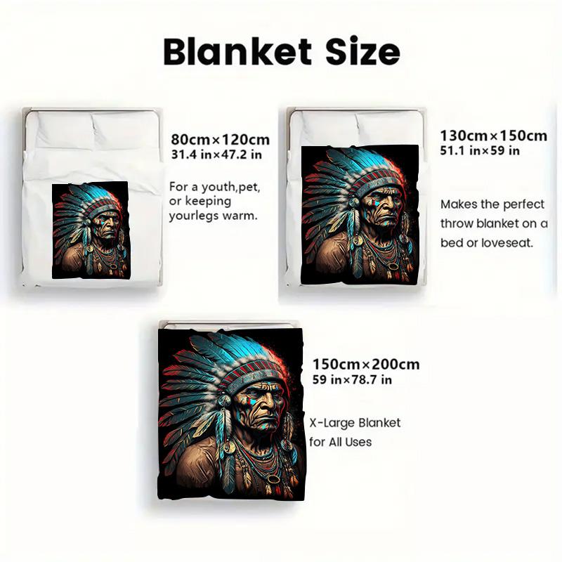 Native Americans 2D Flat Pattern Flannel Blanket High quality All Seasons Warmth and Comfort Perfect for Christmas Gifts.DMT0925537