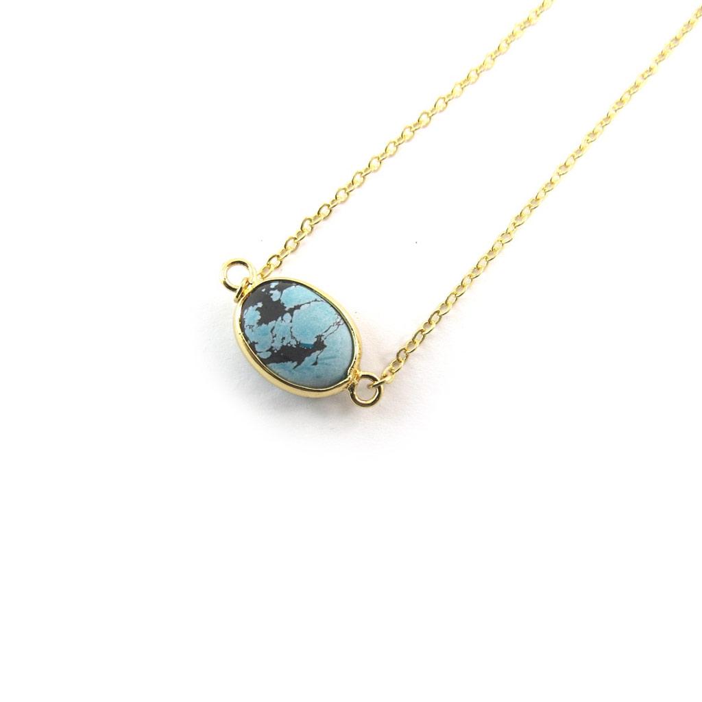 Les Trésors De Lily [N3746] - Golden Turquoise 'Mineralia' Necklace