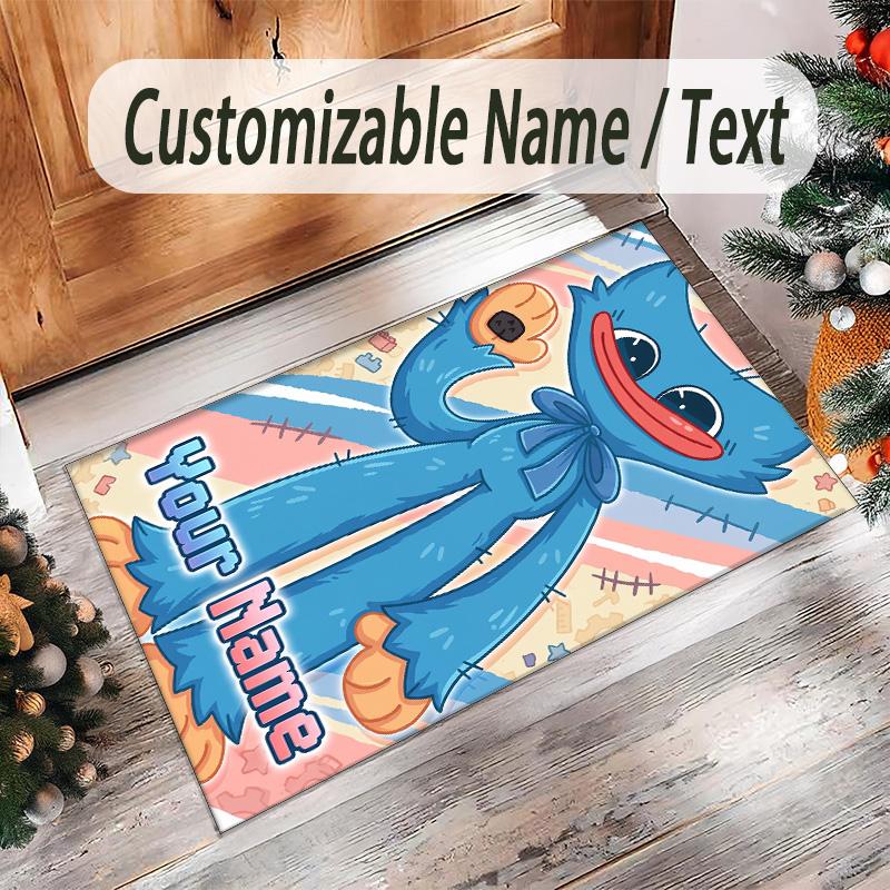 Personalized Crystal Velvet Carpet Custom Name Text,Poppy Playtime Anti Slip Area Rug For Home Decoration