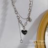 Нержавеющая сталь 316L Kpop Черное сердце Ожерелье Французская металлическая цепочка на ключицу Корейская простая женская короткая подвеска Женский короткий кулон для женщин
