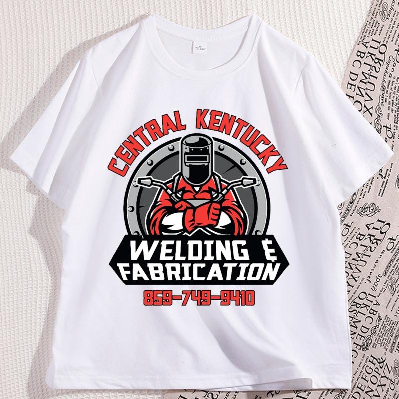 Funny Welding Printed T Shirt Cotton Short Sleeve O Neck Tshirt Casual Streetwear Trendy Y2k Cotton Male Clothing Loose