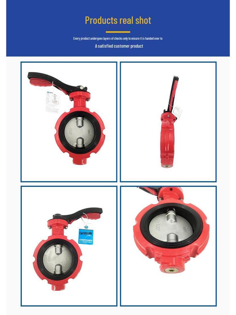 Oil Platform Double Clip Ductile Iron Manual Butterfly Valve with Soft Rubber Seal