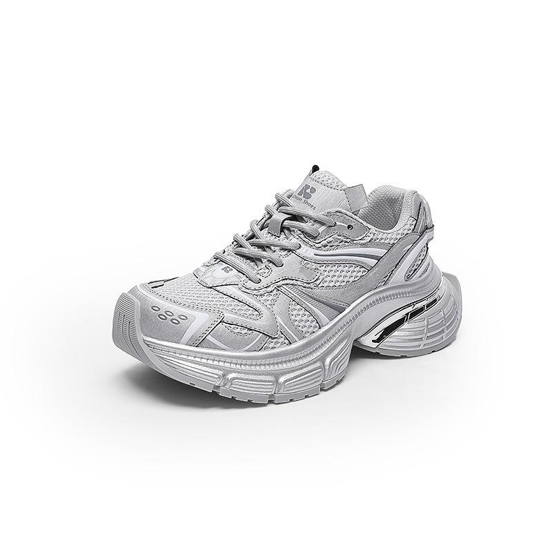 Папины кроссовки женские весенние новые простые трендовые кожаные сетчатые дышащие на платформе повседневные спортивные туфли