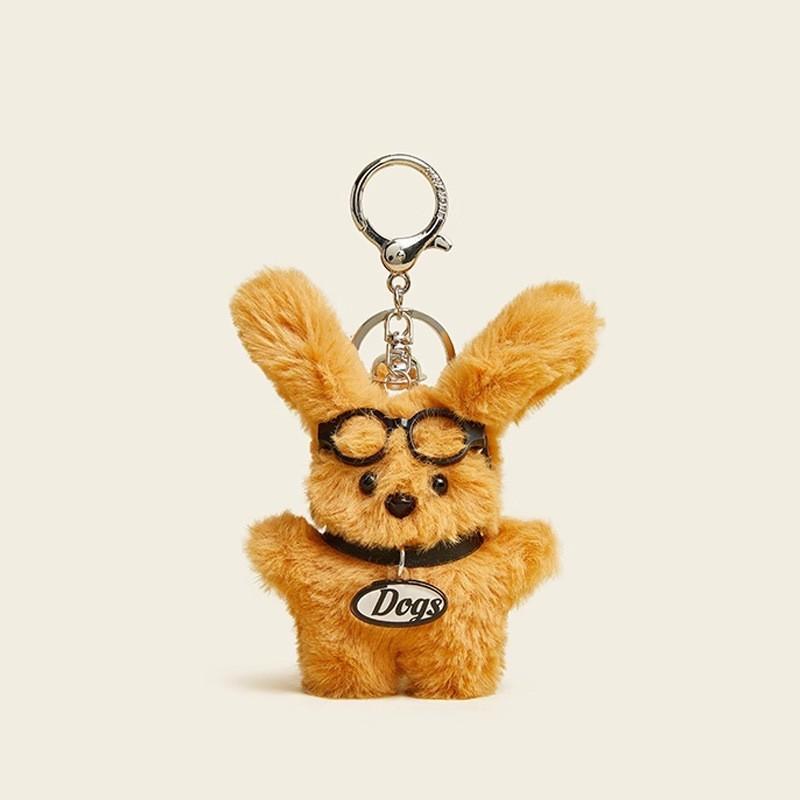 Plush Eyecatching Dog Keyring With Adorable Accessories And Soft Design Material