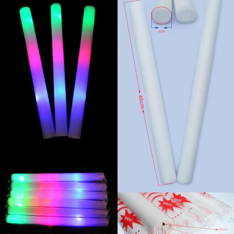 Массовые красочные светодиодные светящиеся палочки Rgb светодиодные светящиеся пенопластовые палочки Cheer Dark Tube Light поставки для дня рождения, свадьбы, вечеринки