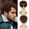 Мужская модная короткая афро-кудрявая парика, коричневые тугие кудри, высокотемпературное волокно, парик
