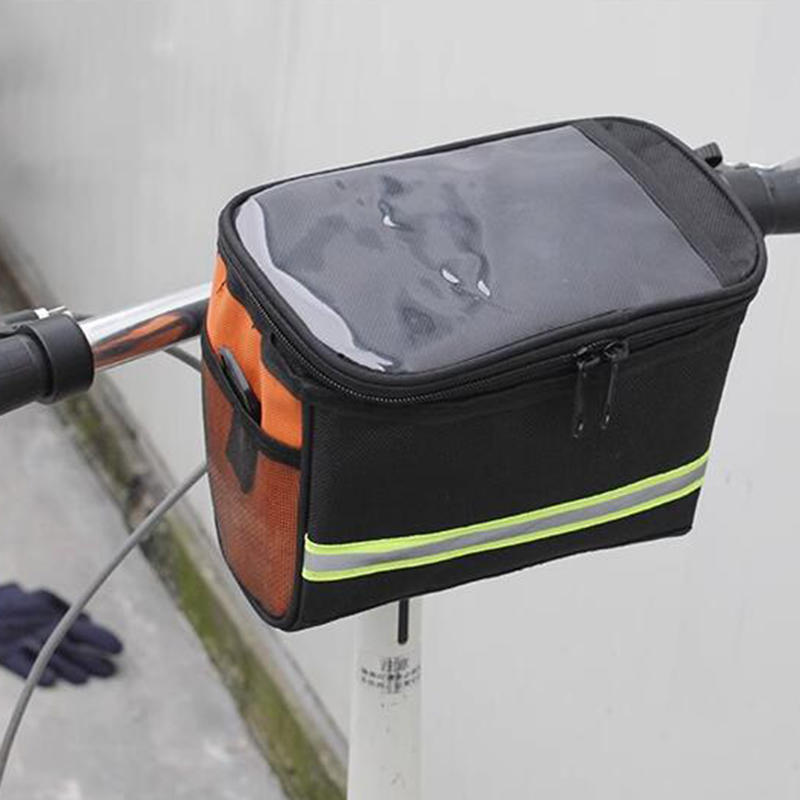 Прочные велосипедные сумки Велосипедная передняя сумка на руль со светоотражающей полосой Многофункциональная портативная велосипедная рамная сумка на плечо Органайзер