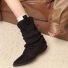 Trouser Leaf Boots Women's Summer Fall Winter 2025 Mid-Tube Knight Booties;