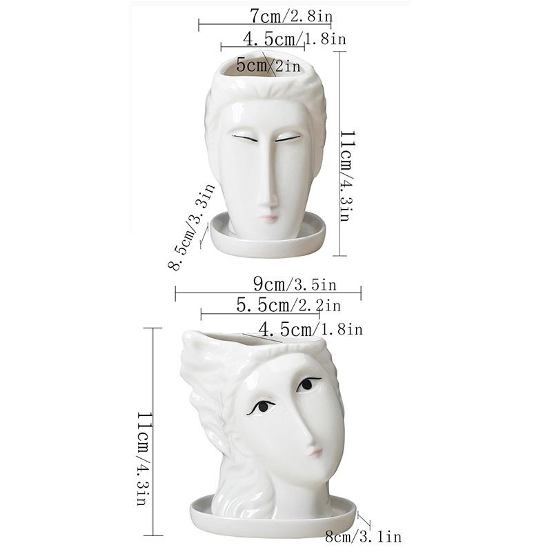 1 шт. суккулентный цветочный горшок с белым человеческим лицом, новая художественная скульптура, домашний декор, настольные украшения, уникальный керамический цветочный горшок, контейнер