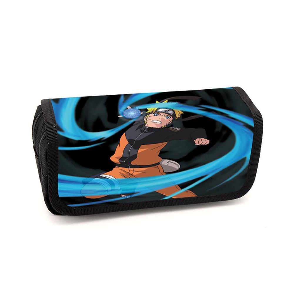 Мультяшная аниме пенал NARUTO, двухъярусный пенал-раскладушка, легкие канцелярские принадлежности для детей, для школы, для повседневного использования, для мальчиков и девочек от 5 до 10 лет