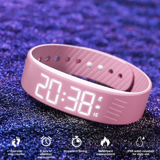 Вибрирующий будильник-напоминание Часы Студенческий бесшумный будильник Браслет Цифровые часы с шагомером Вибрация Секундомер Таймер для глубоко спящих Мужские