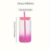 1 шт 16 унций (480ml) Стакан Mason Cups с градиентным цветом, стеклянный, с крышкой и трубочкой, многоразовый стакан для холодного кофе, смузи или кружка Boba