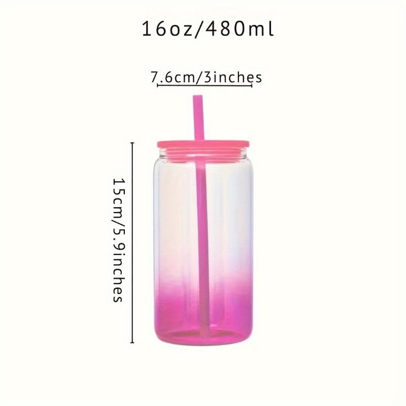 1 шт 16 унций (480ml) Стакан Mason Cups с градиентным цветом, стеклянный, с крышкой и трубочкой, многоразовый стакан для холодного кофе, смузи или кружка Boba