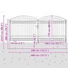 Fence Gate ASSEN 401 x 224.5 cm Steel Gray Lockable