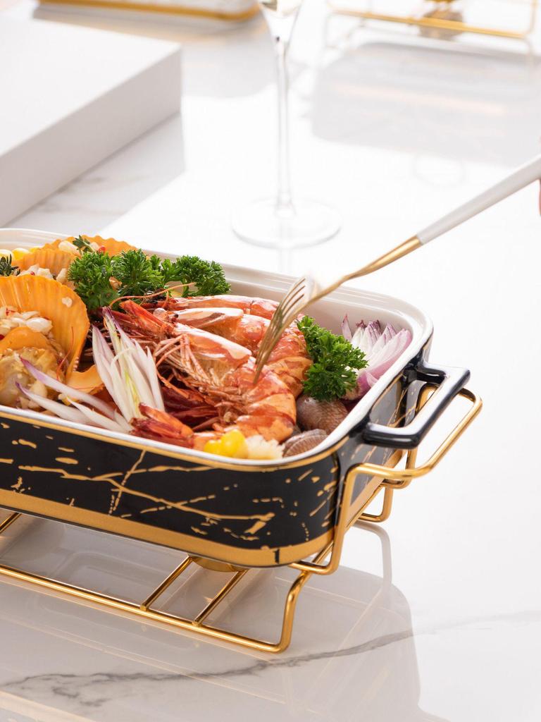 Керамический поднос Nordic с двумя ушками: Легкая роскошная посуда для выпечки, подогрева свечей или подачи супов и сухих блюд.