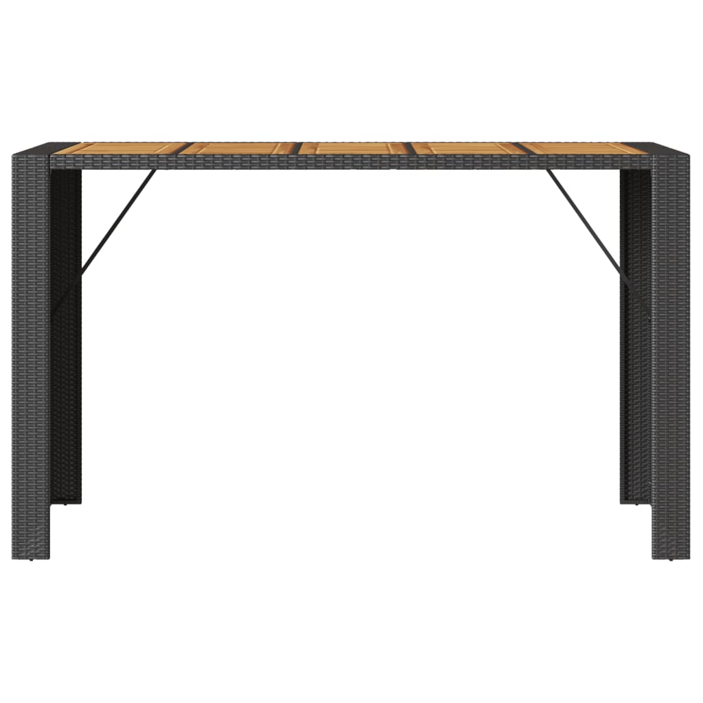 Garden Bar Table with Wooden Top Black 185 x 80 x 110 cm Poly Rattan