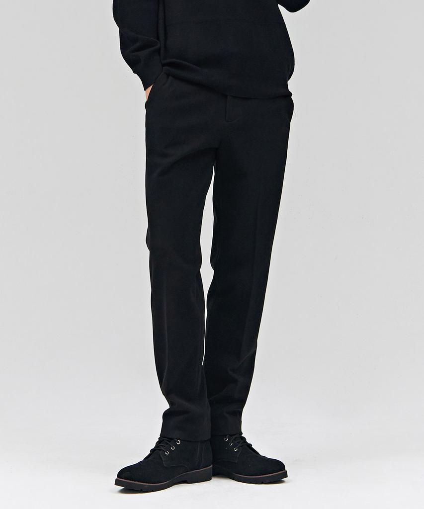 CHASECULT Men'S Tapered Wool-Like Brushed Slacks - Black