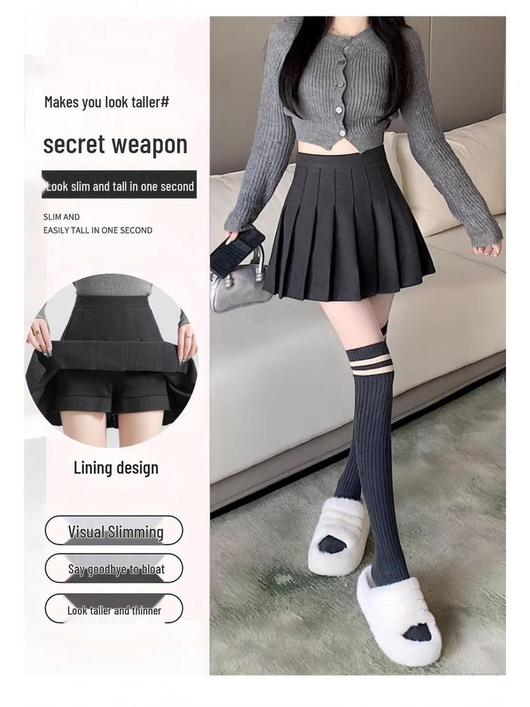 Маленькая юбка А-силуэта с высокой талией из смесовой шерсти с плиссировкой для осени/зимы