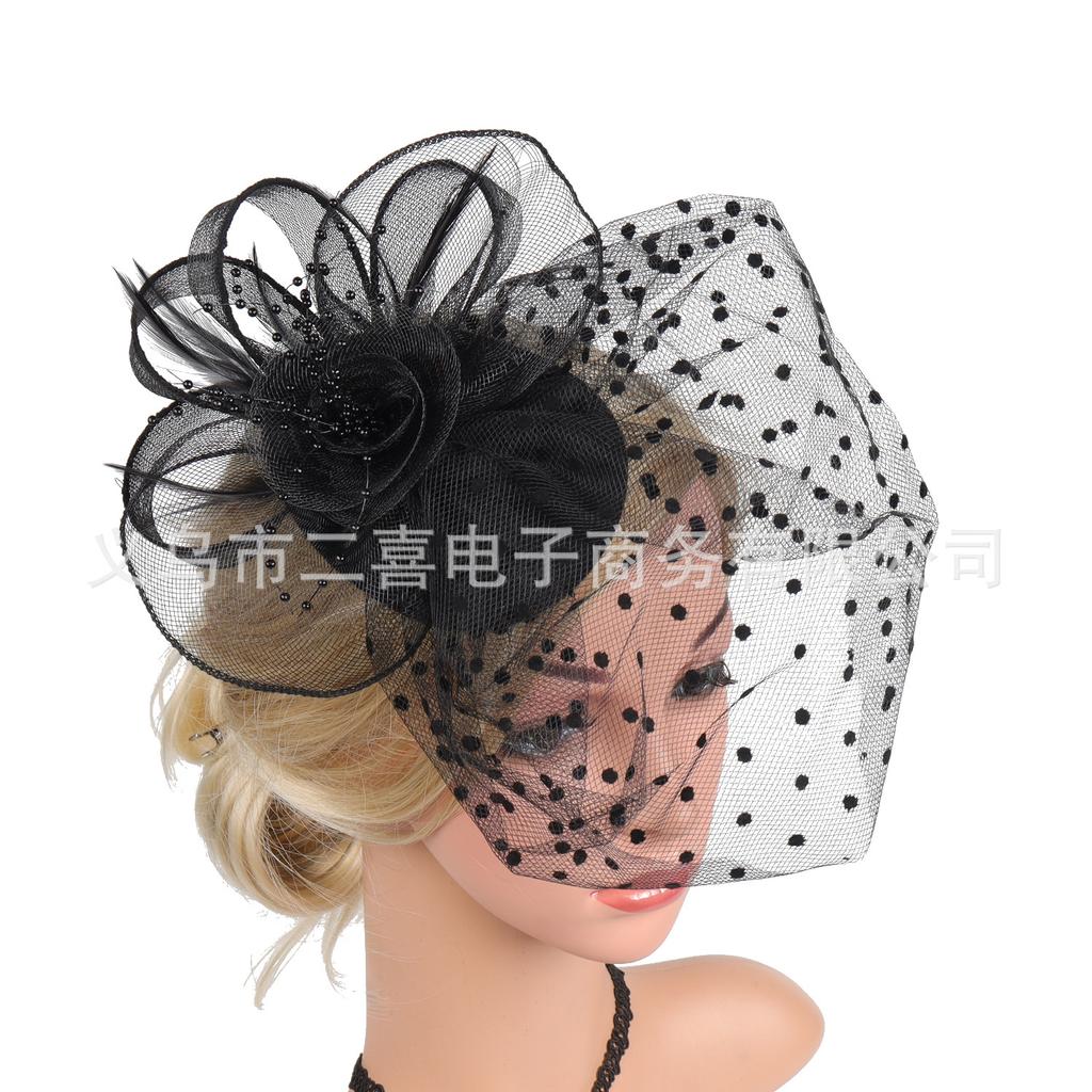 Bridal headgear hair accessories European and American bows photo flower feather top hat party ball hairpin headgear
