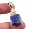 Natural Sodalite Gemstone 925 Solid Sterling Silver Two Tone Pendant 1.75" j3M95