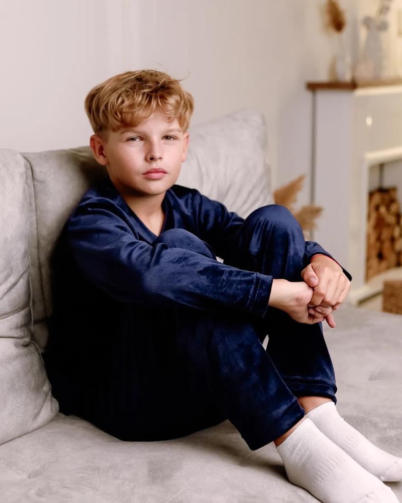 Пижама – Плюшевый велюровый комплект для мальчиков-подростков, Теплый зимний комфорт, Зима, 6412-030 HC