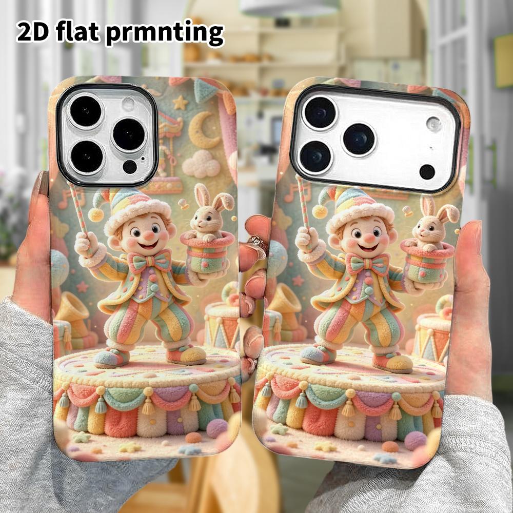 Чехол для телефона: Плоский 2D дизайн, подходящий для защитного чехла iPhone 18 17 16 15 14 13 Pro, волшебный клоун, идеальный подарок на Рождество и Хэллоуин