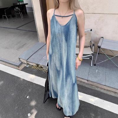 Платье-халтер French Tie Dye, детское летнее свободное облегающее красивое пляжное платье для отдыха на пляже Санья