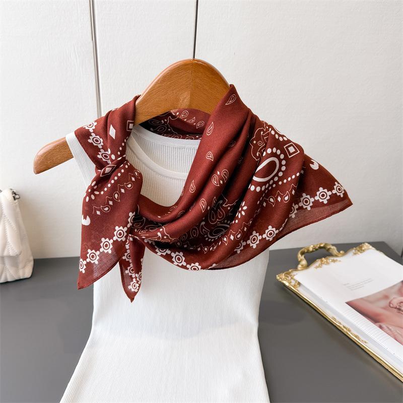 Paisley Herringbone Pattern Cotton And Linen Small Square Scarf Silk Scarf Imitation Velvet Headscarf Shawl Scarf Scarf Women