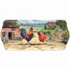 [A3589] - Multicolored Melamine Cake Tray 'The Rooster and the Hen' - 39x18 Cm