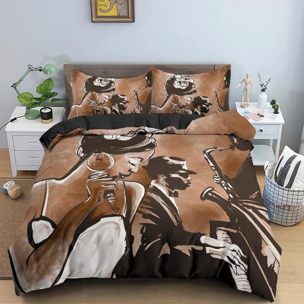Красивый узор девочки с кудрявыми волосами Удобный пододеяльник Наволочка Постельный комплект Украшение детской спальни Домашний текстиль