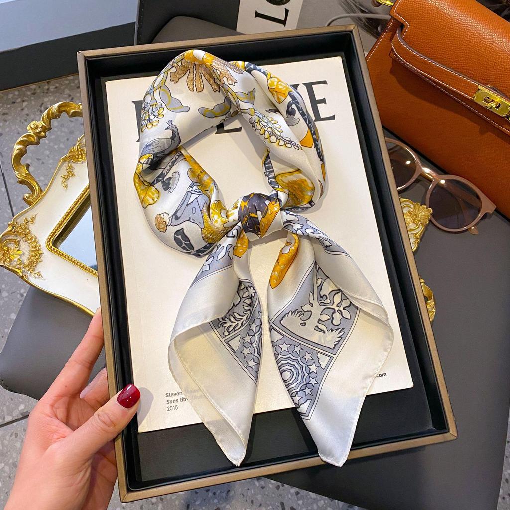 70cm Korean-Style Silk Square Scarf: Fashionable, Versatile Neck Protection and Decorative Accessory