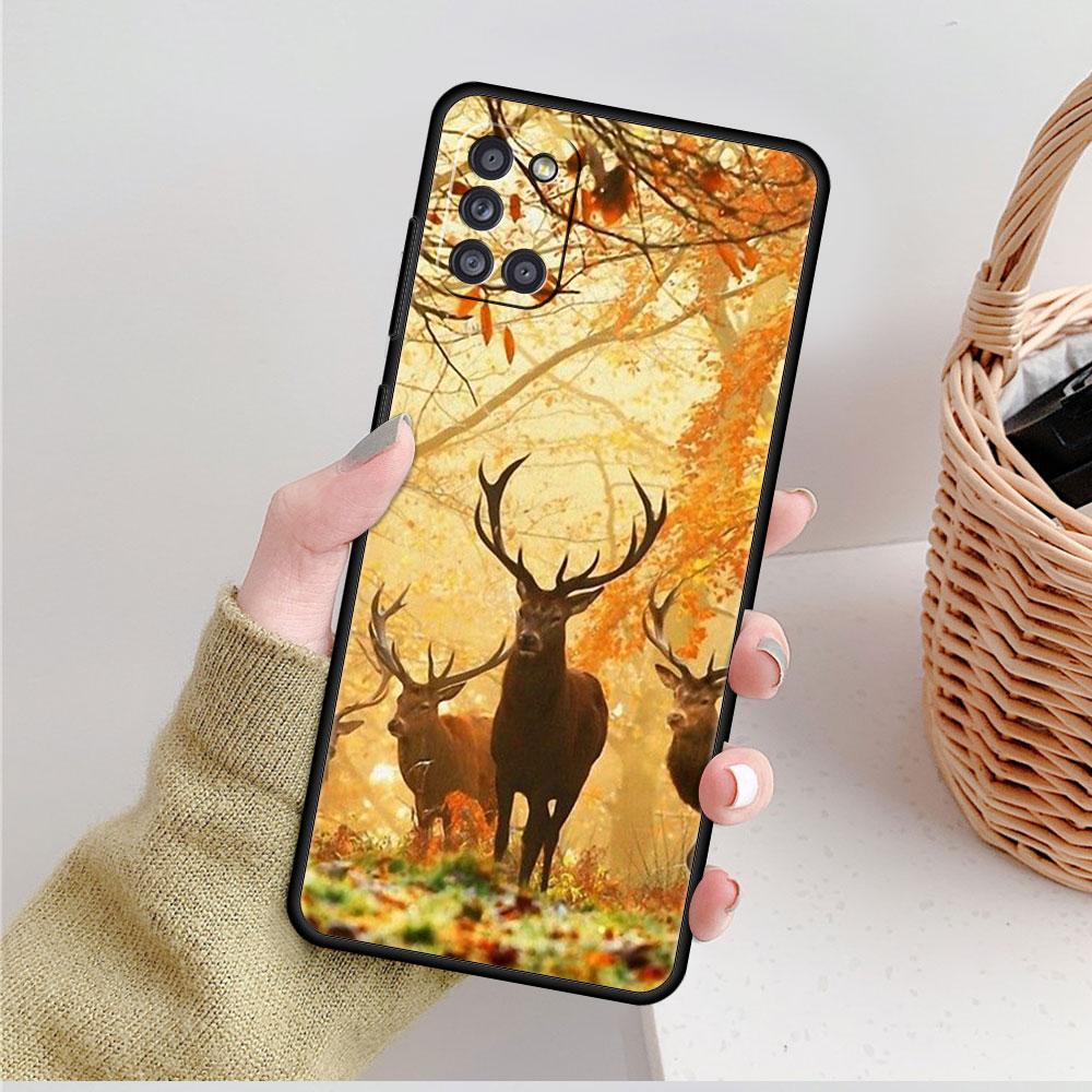 For Samsung Galaxy A02s A12 A31 A41 A32 4G A71 A21s A51 A52 A72 A53 A52s 5G A22 Deer Hunting Camo Cellphone Cases Phone Funda