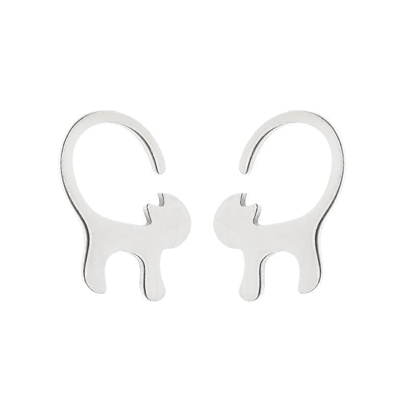 In-Style Cute Stainless Steel Small Animal Earrings: French Fashion Rabbit, Cat, Dog & Goldfish Designs for Women